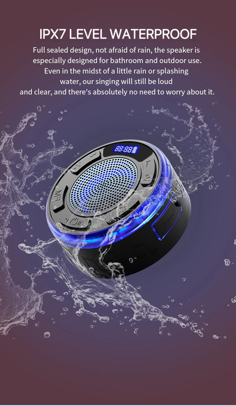 Aquro S3 Ultra – IPX7 Waterproof Shower Speaker with RGB Light &