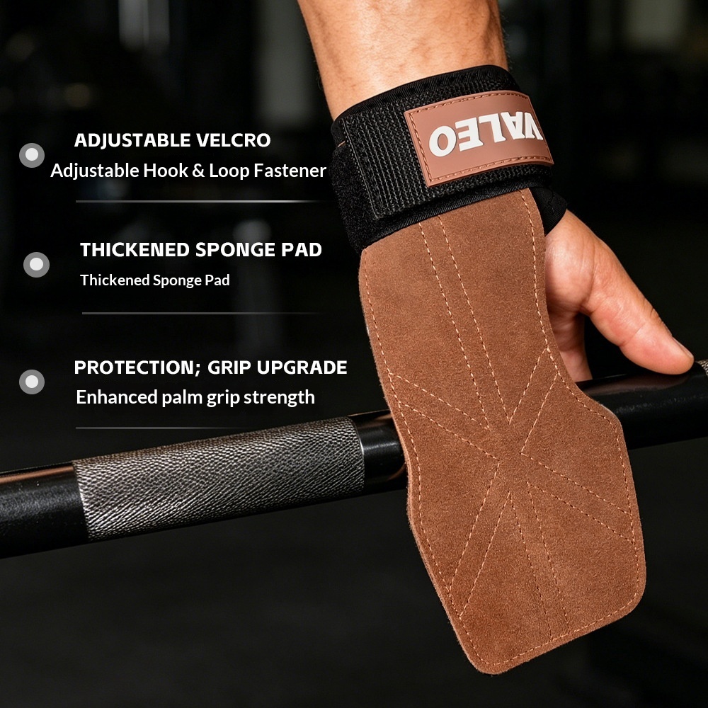 VALEO Cowhide Weightlifting Palm Protector Grips