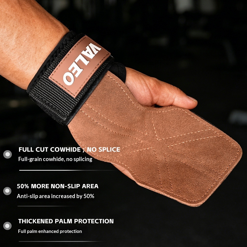 VALEO Cowhide Weightlifting Palm Protector Grips