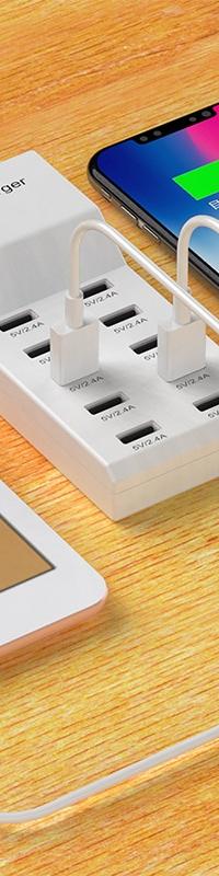 10ポート USB マルチデバイス 充電ステーション — 使用例