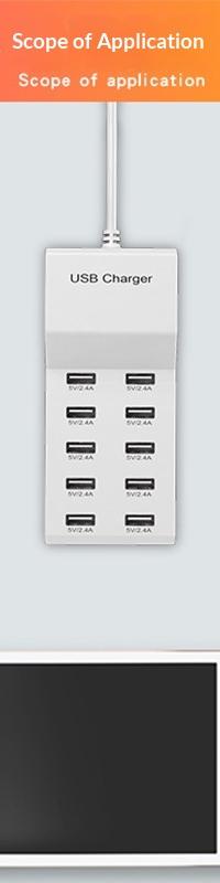 10ポート USB マルチデバイス 充電ステーション — 上面