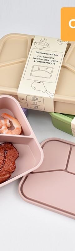 Silicone Four-Compartment Bento Lunch Box