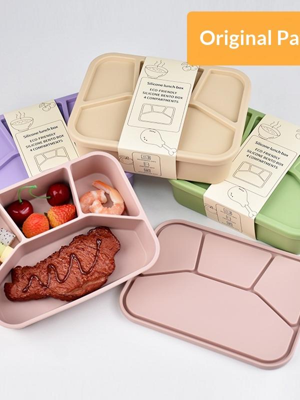 Four-Compartment Silicone Bento Box for Leak-Free Lunches
