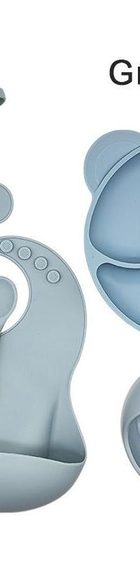 Cat-Ear Silicone Baby Feeding Set — No-Tip Suction Base — side view