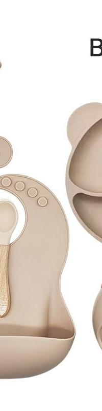 Cat-Ear Silicone Baby Feeding Set — No-Tip Suction Base — top view