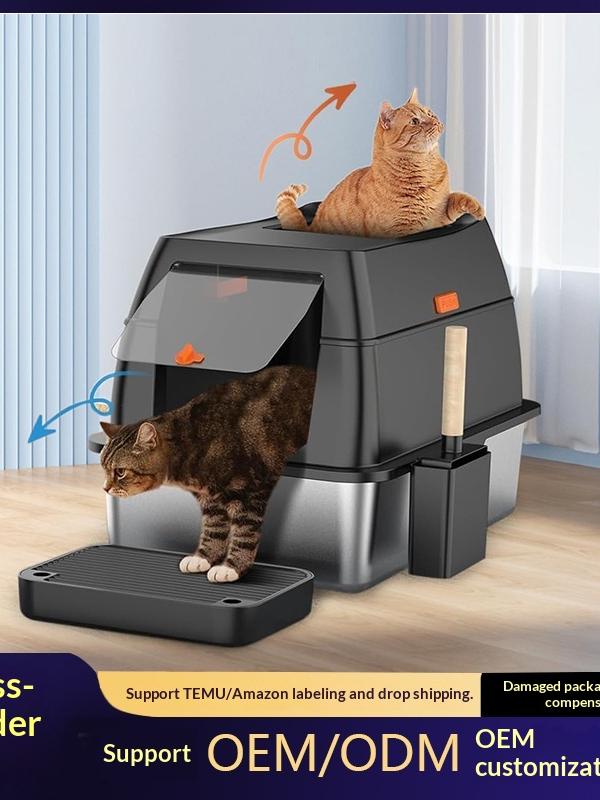 Enclosed Cat Litter Box with Odor Lock & Anti-Splash Walls