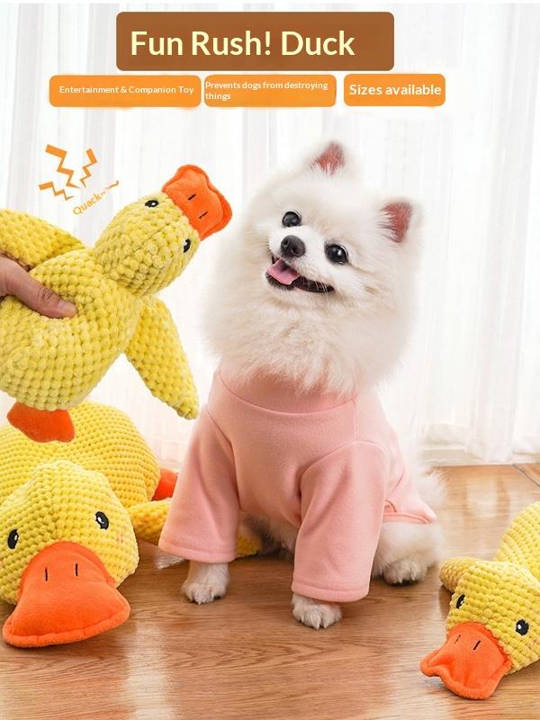Squeaky Plush Duck Dog Toy Built for Big Chewers