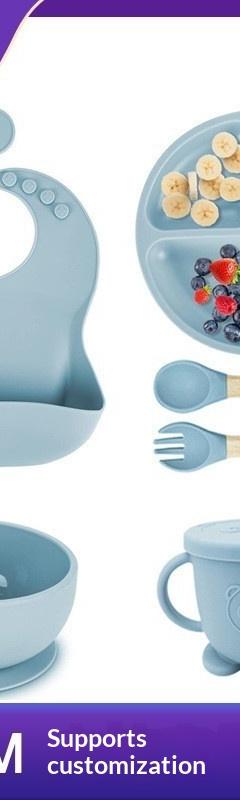 Baby Silicone Tableware Set with Bib and Suction Bowl