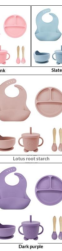 No-Slip Silicone Baby Feeding Set with Suction Bowl & Bib — side view