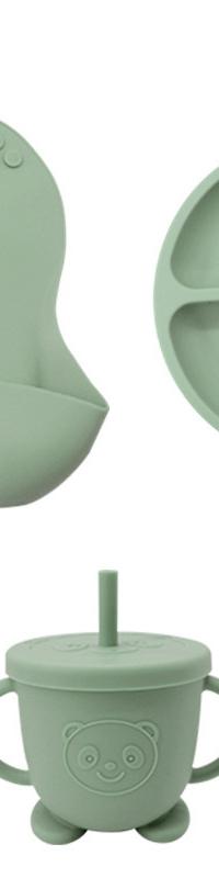 No-Slip Silicone Baby Feeding Set with Suction Bowl & Bib — detail view