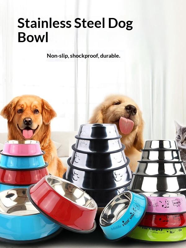 No-Skid Stainless Steel Pet Bowl for Tidy Mealtimes