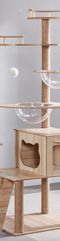 Multi-Level Cat Tree with Space Capsule & Scratch Posts — side view
