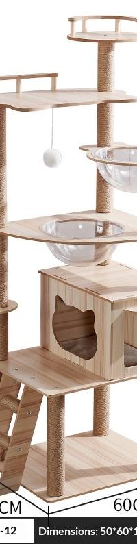 Multi-Level Cat Tree with Space Capsule & Scratch Posts — top view