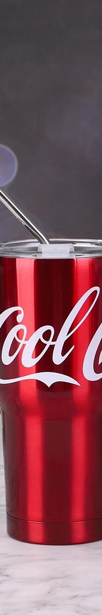 Contour Stainless Tumbler with Straw, Fits Car Cup Holders — detail view