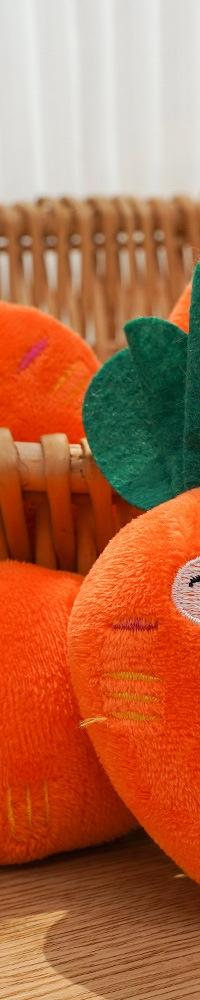 Squeaky Plush Chew Toys in Bone, Drumstick and Carrot — side view