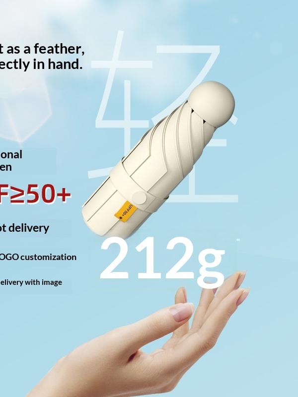 Capsule UPF50+ Umbrella for Sun and Rain, Folds to Your Palm