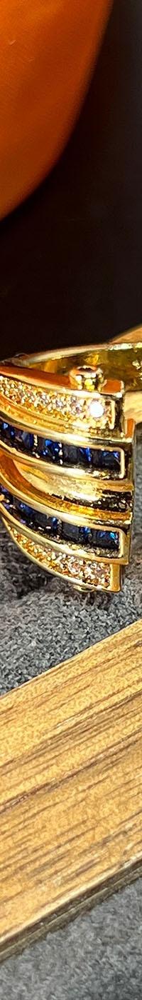 Sparkling Zircon Copper Ring, Adjustable for Any Finger — side view