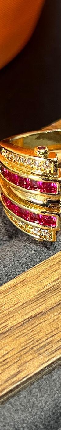 Sparkling Zircon Copper Ring, Adjustable for Any Finger — detail view
