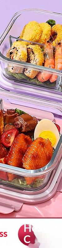 Leakproof Glass Meal-Prep Containers, 3-Piece Set — in use