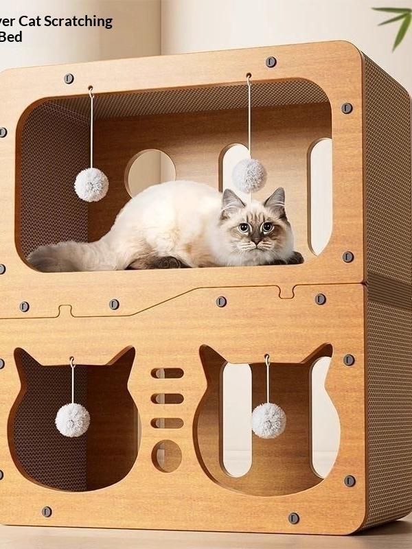 3-Layer Cardboard Cat Scratcher & Cozy Hideaway House