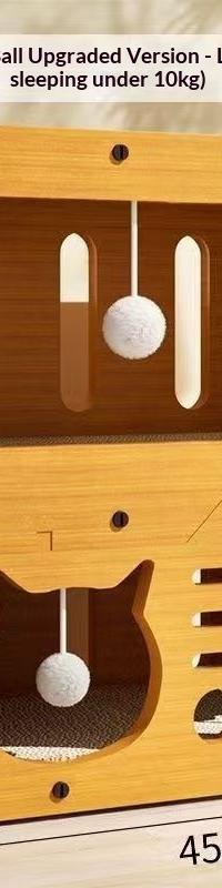 3-Layer Cardboard Cat Scratcher & Cozy Hideaway House — side view