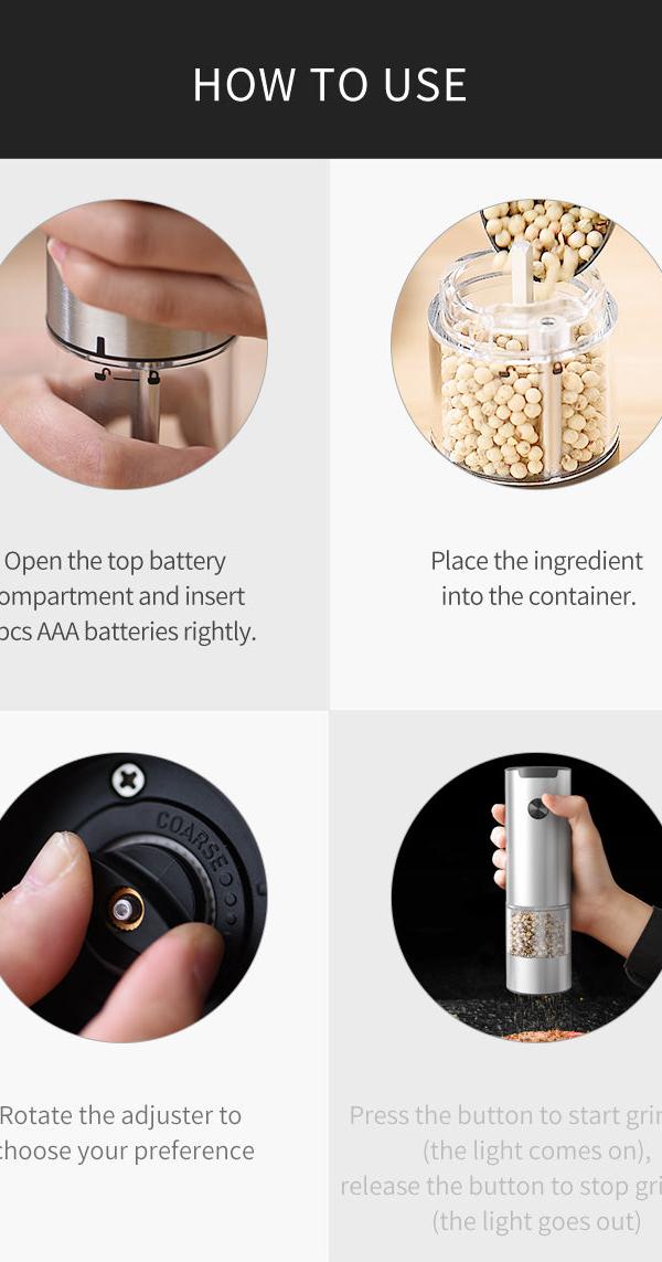 SeasonMate One-Touch Electric Salt & Pepper Grinder Duo