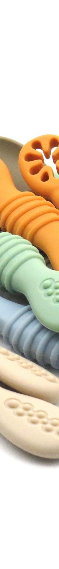 Cat Ear Silicone Baby Feeding Set with No-Tip Spoons — in use