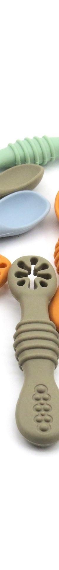 Cat Ear Silicone Baby Feeding Set with No-Tip Spoons — top view