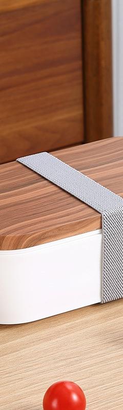 INS Wood Grain Double-Layer Plastic Lunch Box