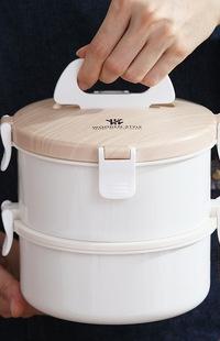 Stackable Wood-Grain Lunch Box for Fresh Meal Prep — top view