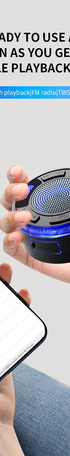 Aquro S3 Ultra – IPX7 Waterproof Shower Speaker with RGB Light &