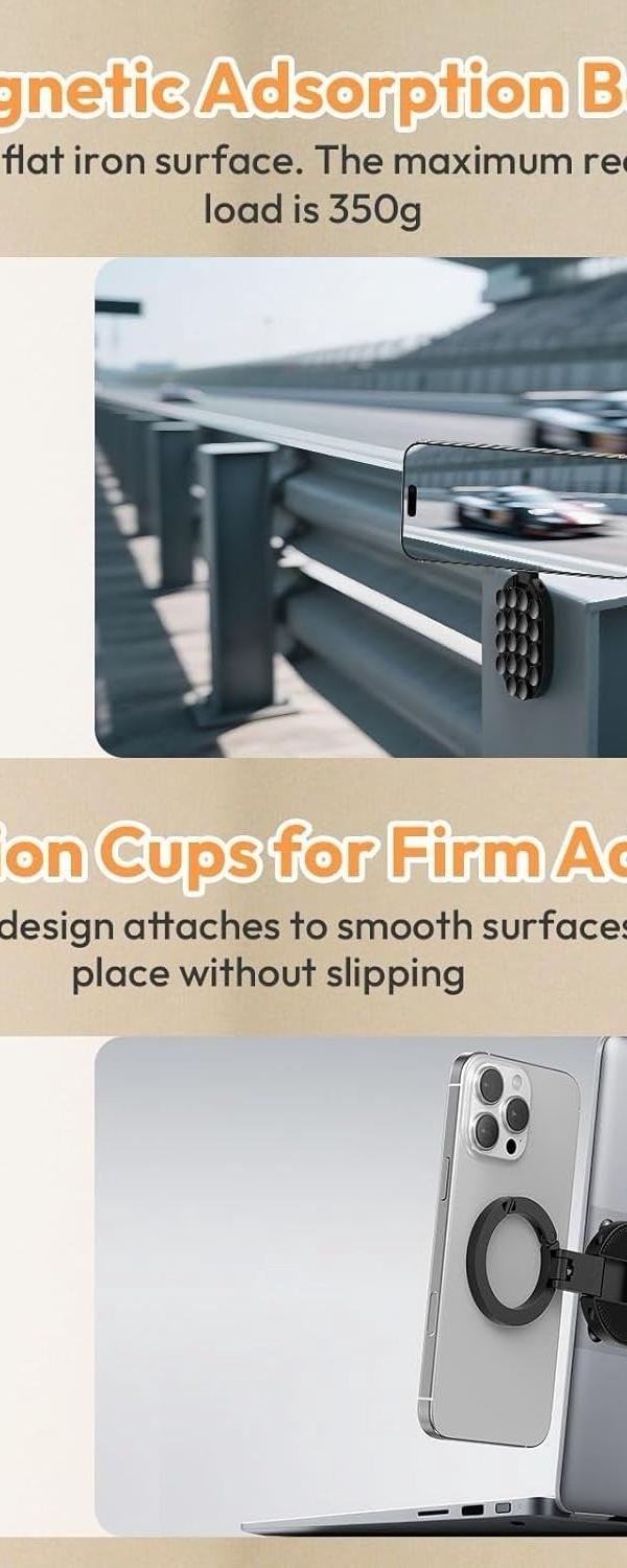 Hands-Free Suction & Magnetic Phone Mount for Filming